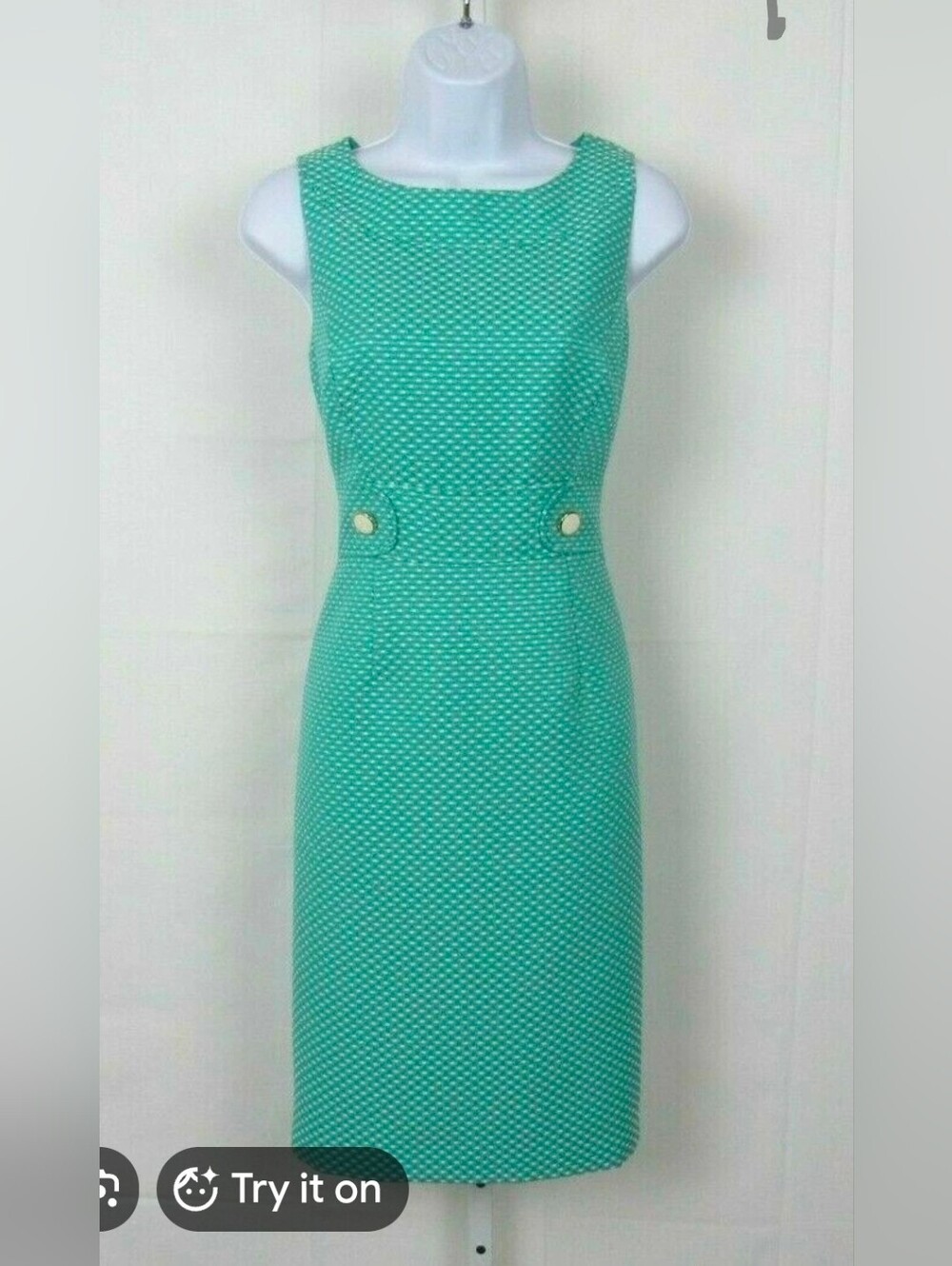 Tahari Mint Green Textured Sheath Dress - Size 10